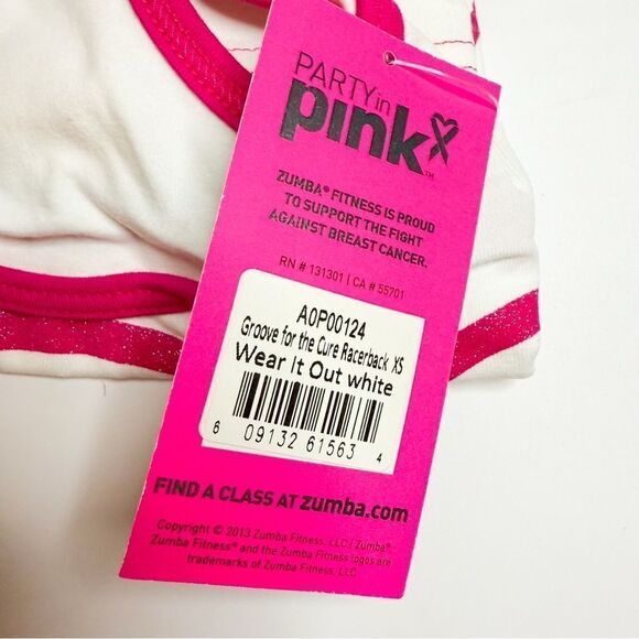 Zumba Women's Party in Pink Groove for the Cure Racerback Tank Top XS White - Picture 8 of 8